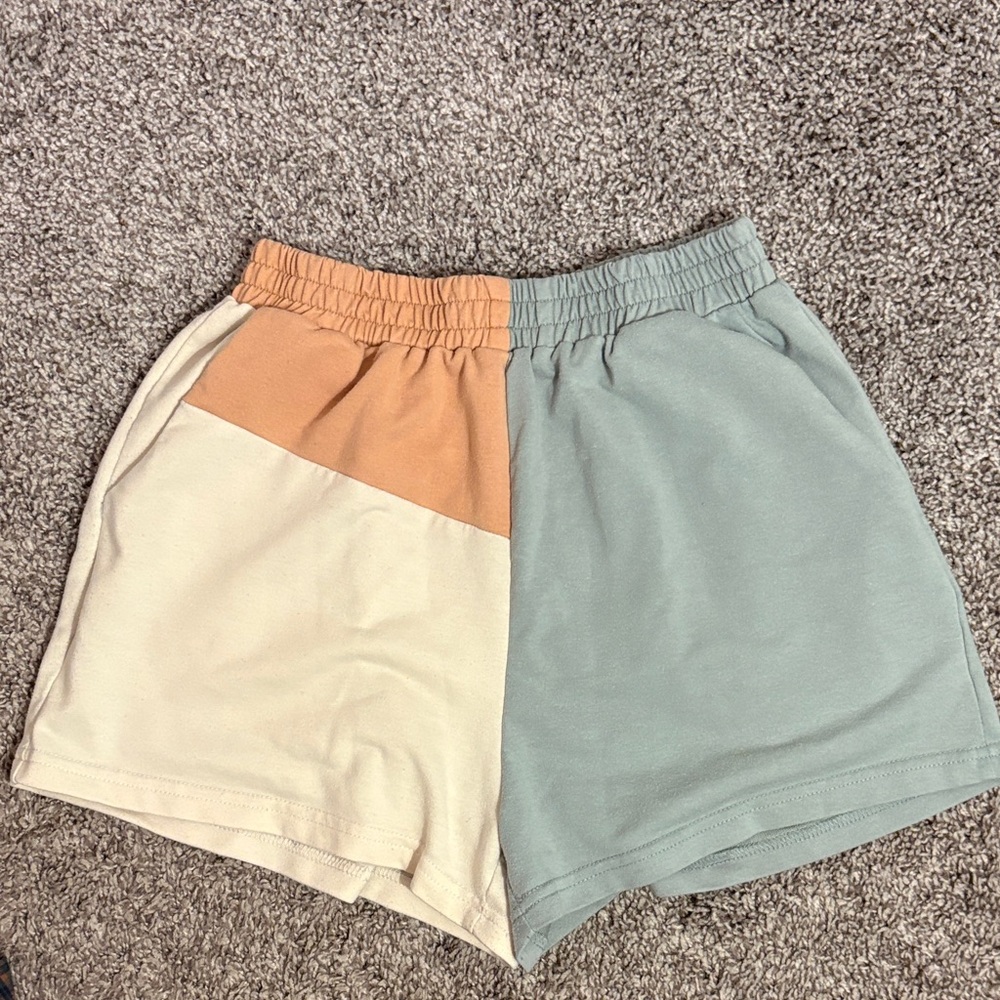 SHEIN Two-Tone Athletic Shorts - Tan and Gray